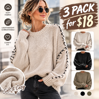 Women's Contrast Binding Drop Shoulder Sweater